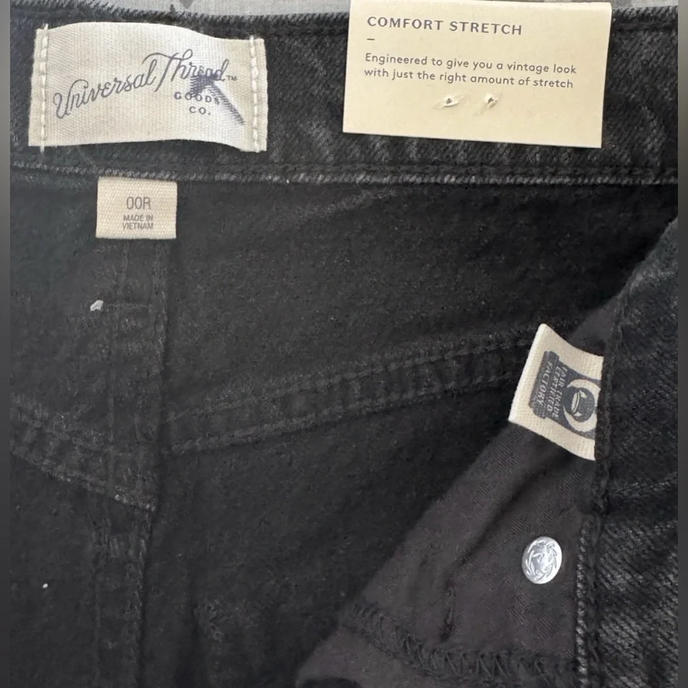 Universal Thread High Rise 90s Straight Leg Jeans Stretch Black Denim 00 R NWT - Picture 6 of 13